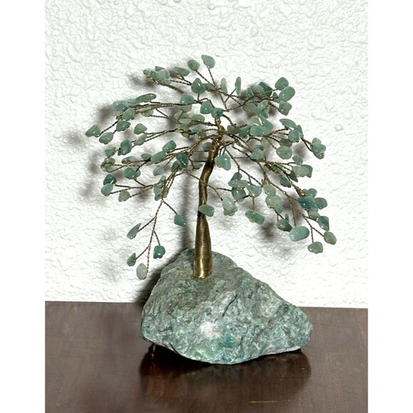 Gem Tree Other - Vtg Handcrafted Aventurine Stone Gem Tree 7” Tall Budd Stone (African Jade) Base